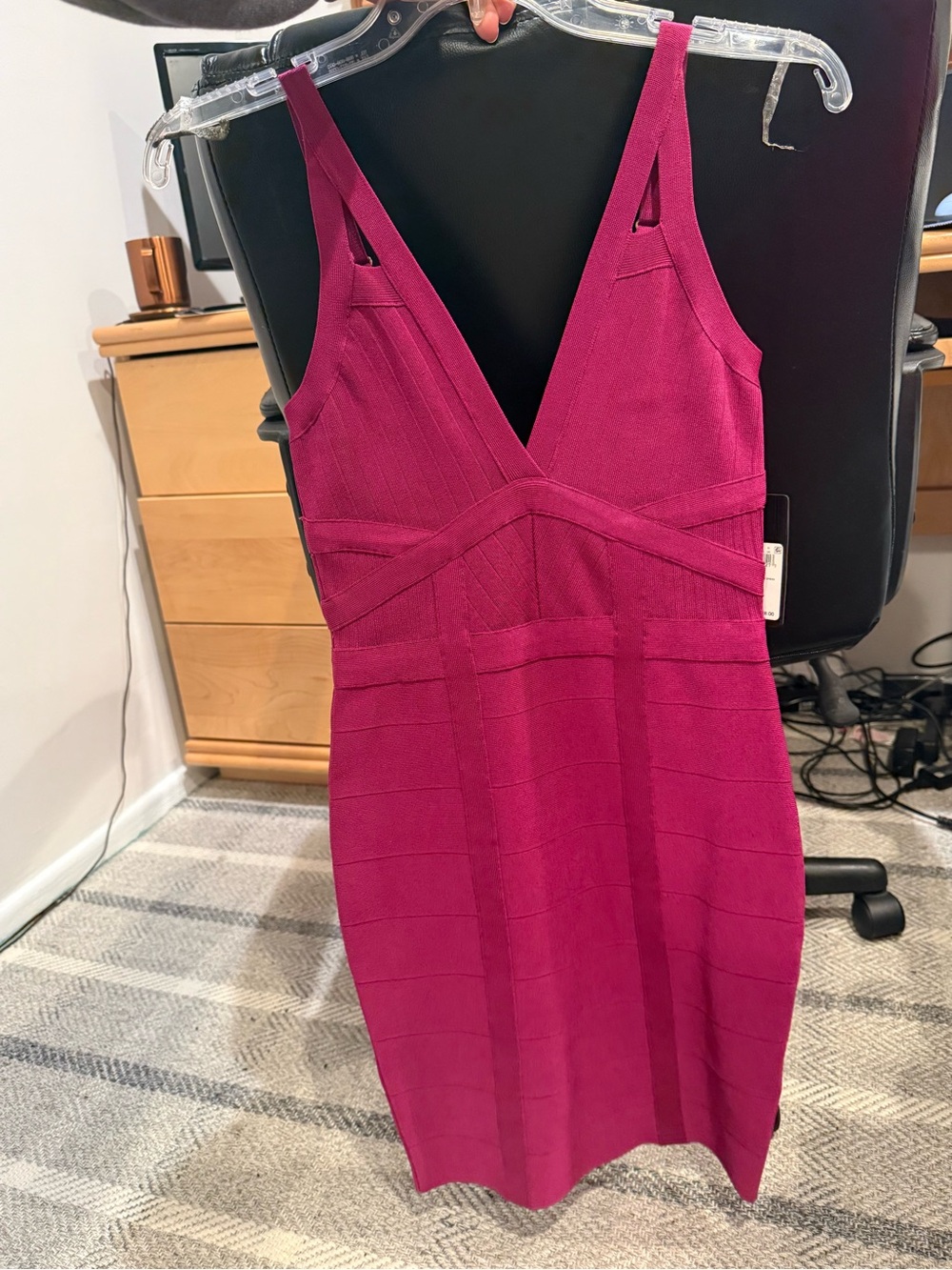 Guess Fuchsia Bandage V-Neck Mini Dress